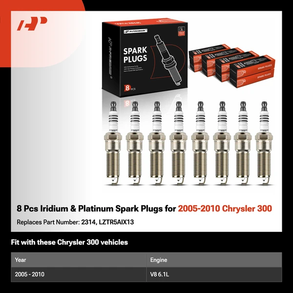 8 Pcs Iridium & Platinum Spark Plugs for 2005-2010 Chrysler 300