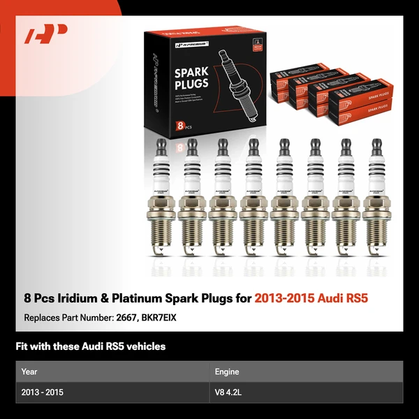 8 Pcs Iridium & Platinum Spark Plugs for 2013-2015 Audi RS5