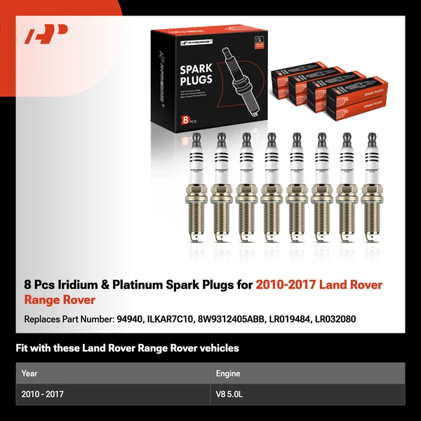 8 Pcs Iridium & Platinum Spark Plugs for 2010-2017 Land Rover Range Rover