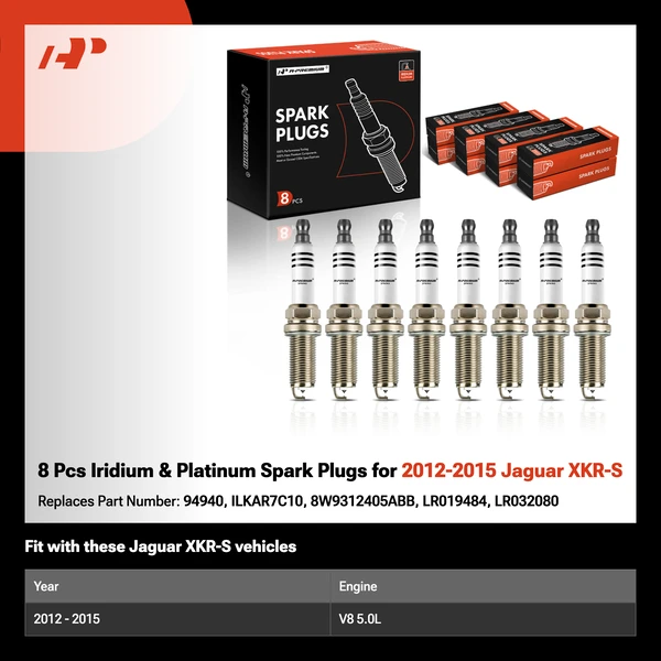 8 Pcs Iridium & Platinum Spark Plugs for 2012-2015 Jaguar XKR-S