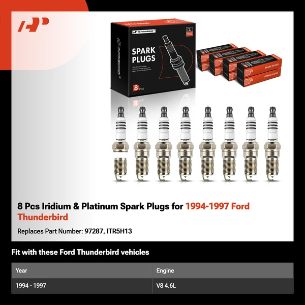 8 Pcs Iridium & Platinum Spark Plugs for 1994-1997 Ford Thunderbird