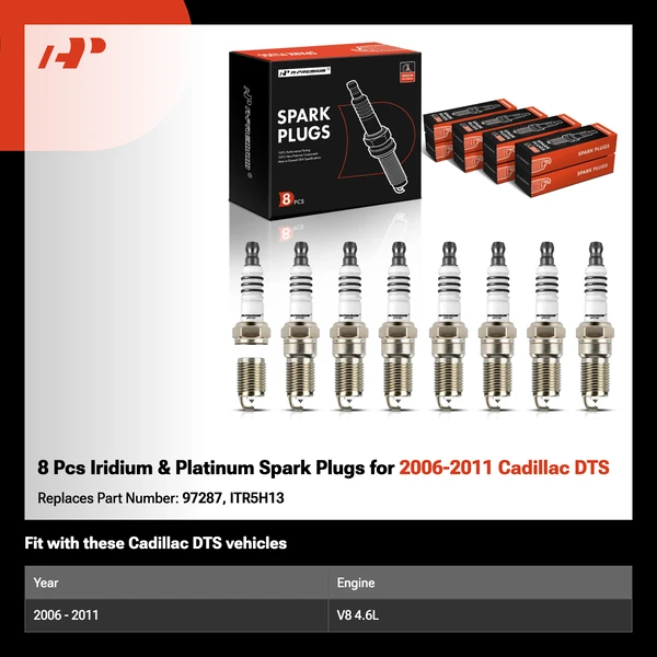 8 Pcs Iridium & Platinum Spark Plugs for 2006-2011 Cadillac DTS