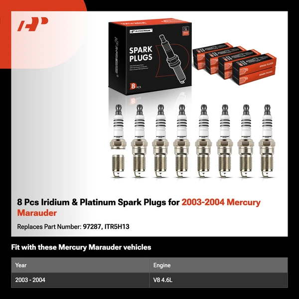8 Pcs Iridium & Platinum Spark Plugs for 2003-2004 Mercury Marauder