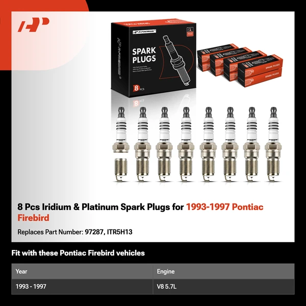 8 Pcs Iridium & Platinum Spark Plugs for 1993-1997 Pontiac Firebird