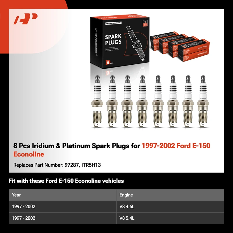 8 Pcs Iridium & Platinum Spark Plugs for 1997-2002 Ford E-150 Econoline