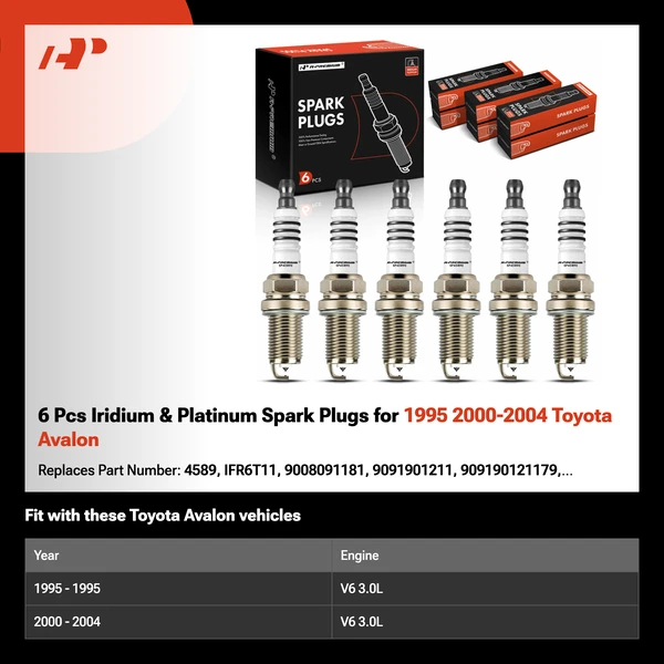 6 Pcs Iridium & Platinum Spark Plugs for 1995 2000-2004 Toyota Avalon