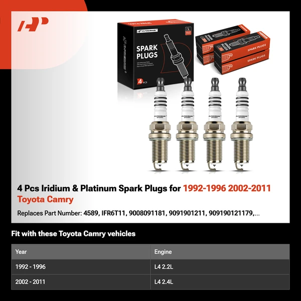 4 Pcs Iridium & Platinum Spark Plugs for 1992-1996 2002-2011 Toyota Camry