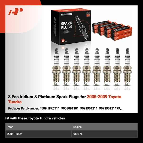 8 Pcs Iridium & Platinum Spark Plugs for 2005-2009 Toyota Tundra