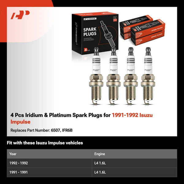 4 Pcs Iridium & Platinum Spark Plugs for 1991-1992 Isuzu Impulse