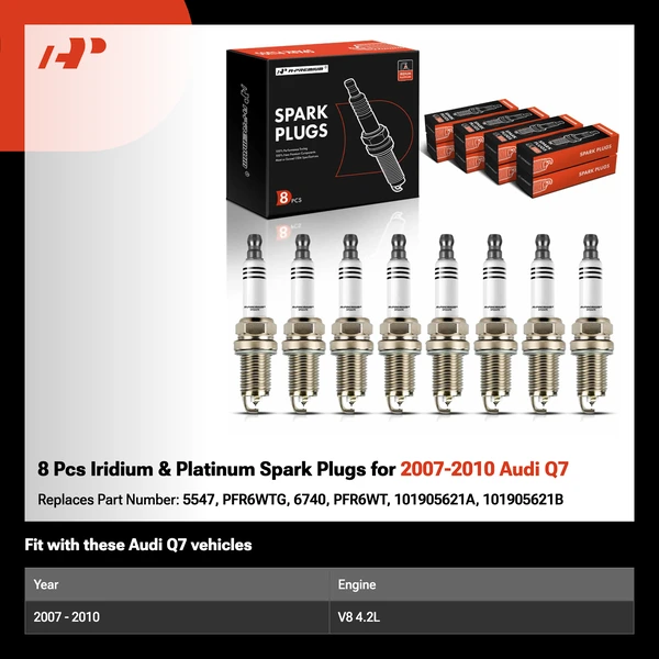 8 Pcs Iridium & Platinum Spark Plugs for 2007-2010 Audi Q7