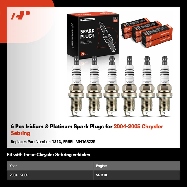 6 Pcs Iridium & Platinum Spark Plugs for 2004-2005 Chrysler Sebring