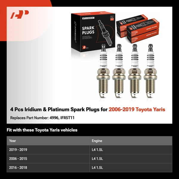 4 Pcs Iridium & Platinum Spark Plugs for 2006-2019 Toyota Yaris