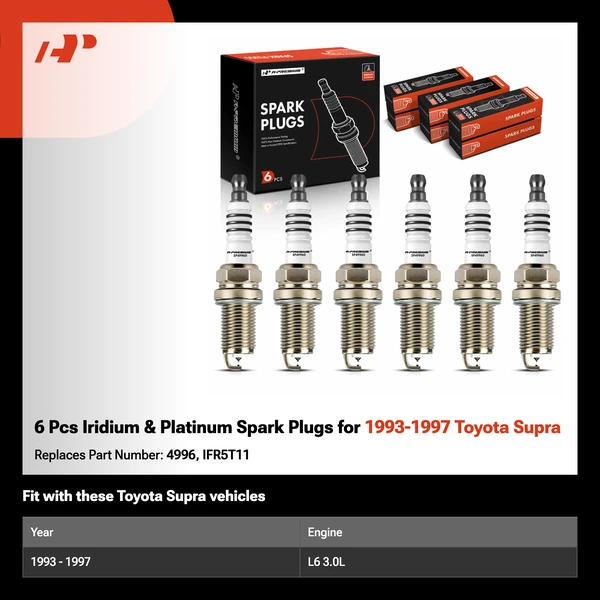 6 Pcs Iridium & Platinum Spark Plugs for 1993-1997 Toyota Supra