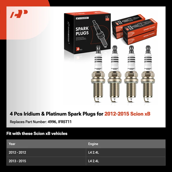 4 Pcs Iridium & Platinum Spark Plugs for 2012-2015 Scion xB
