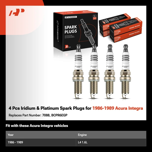 4 Pcs Iridium & Platinum Spark Plugs for 1986-1989 Acura Integra