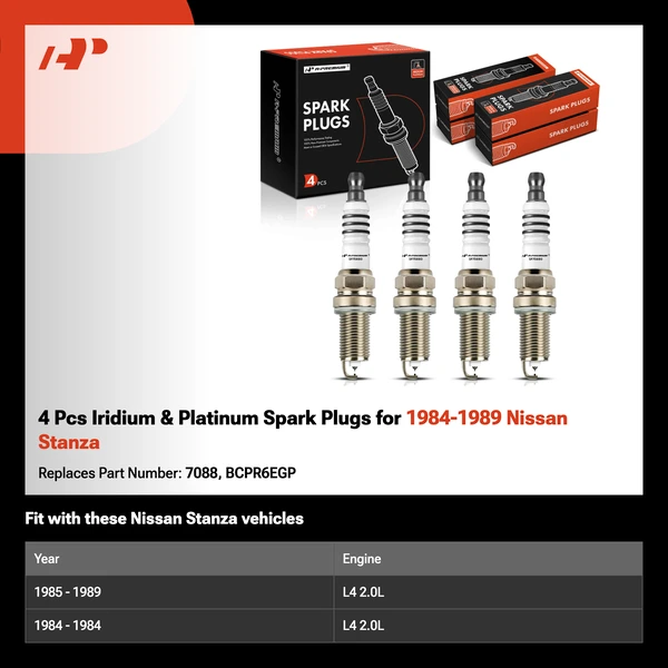 4 Pcs Iridium & Platinum Spark Plugs for 1984-1989 Nissan Stanza