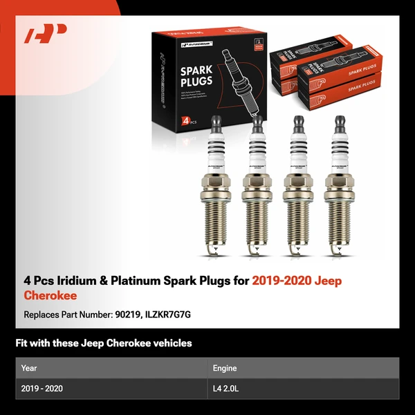 4 Pcs Iridium & Platinum Spark Plugs for 2019-2020 Jeep Cherokee
