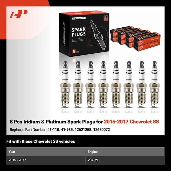 8 Pcs Iridium & Platinum Spark Plugs for 2015-2017 Chevrolet SS
