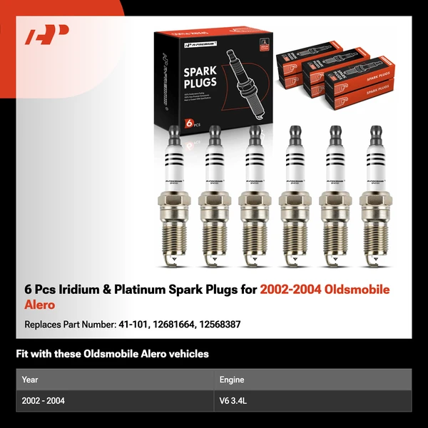 6 Pcs Iridium & Platinum Spark Plugs for 2002-2004 Oldsmobile Alero
