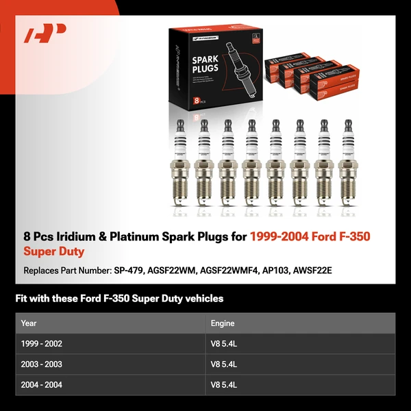 8 Pcs Iridium & Platinum Spark Plugs for 1999-2004 Ford F-350 Super Duty