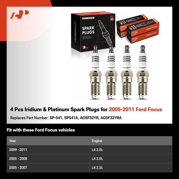 4 Pcs Iridium & Platinum Spark Plugs for 2005-2011 Ford Focus
