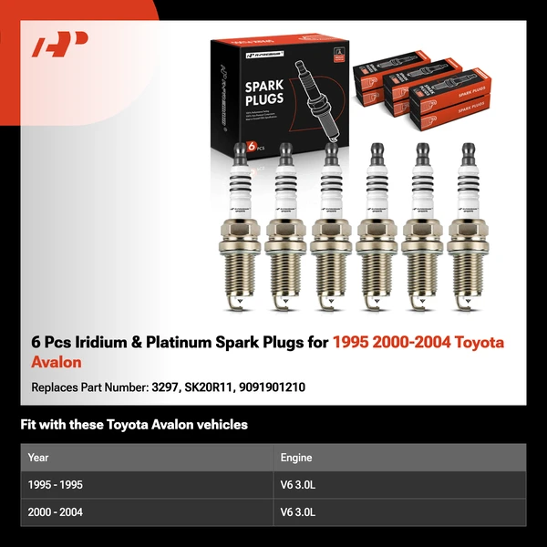 6 Pcs Iridium & Platinum Spark Plugs for 1995 2000-2004 Toyota Avalon