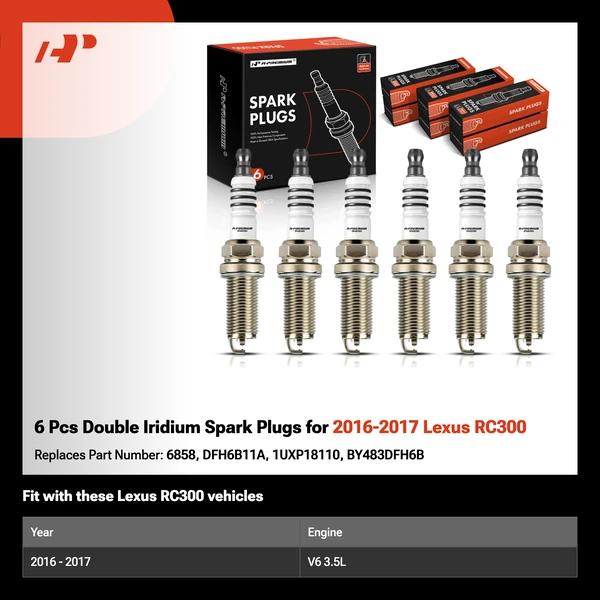 6 Pcs Double Iridium Spark Plugs for 2016-2017 Lexus RC300