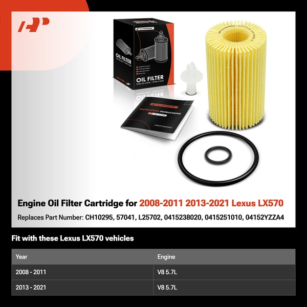 Engine Oil Filter Cartridge for 2008-2011 2013-2021 Lexus LX570