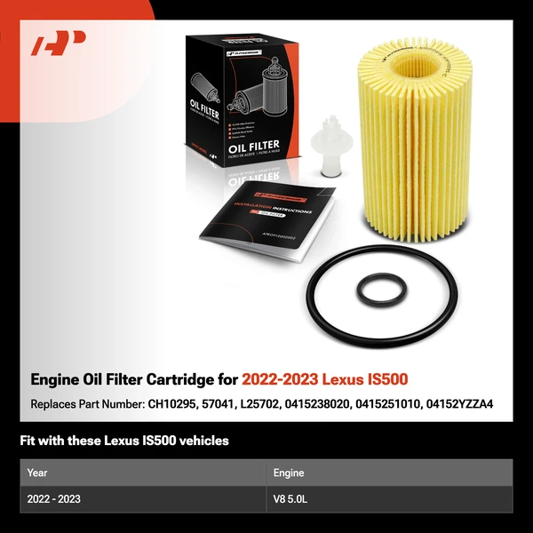 Engine Oil Filter Cartridge for 2022-2023 Lexus IS500
