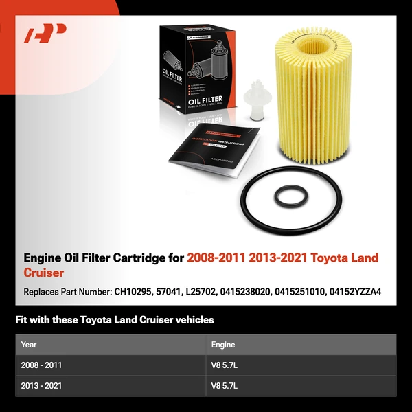 Engine Oil Filter Cartridge for 2008-2011 2013-2021 Toyota Land Cruiser