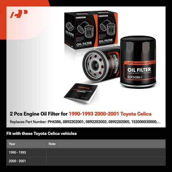2 Pcs Engine Oil Filter for 1990-1993 2000-2001 Toyota Celica