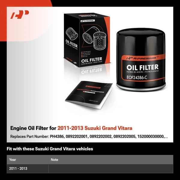 Engine Oil Filter for 2011-2013 Suzuki Grand Vitara