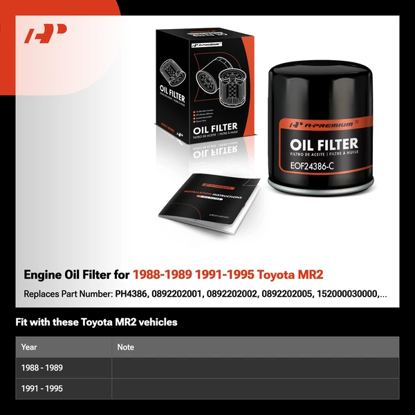 Engine Oil Filter for 1988-1989 1991-1995 Toyota MR2