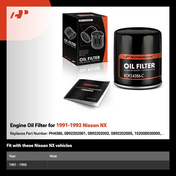 Engine Oil Filter for 1991-1993 Nissan NX