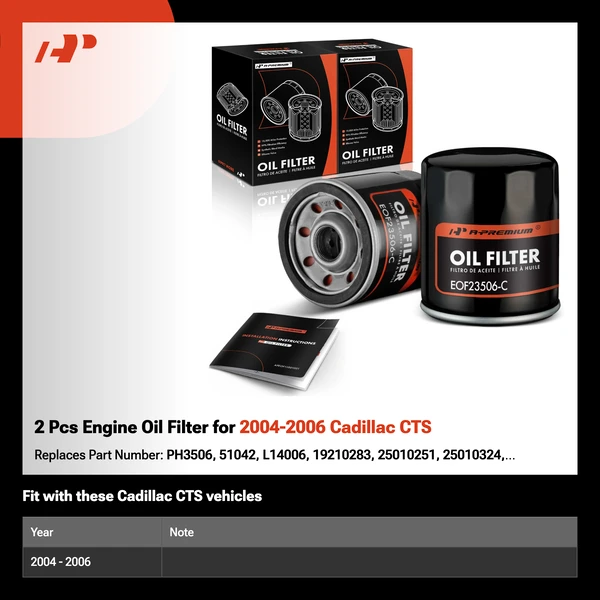 2 Pcs Engine Oil Filter for 2004-2006 Cadillac CTS