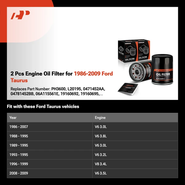 2 Pcs Engine Oil Filter for 1986-2009 Ford Taurus