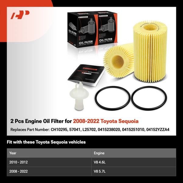 2 Pcs Engine Oil Filter for 2008-2022 Toyota Sequoia