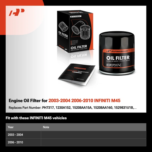 Engine Oil Filter for 2003-2004 2006-2010 INFINITI M45