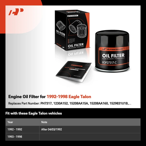 Engine Oil Filter for 1992-1998 Eagle Talon
