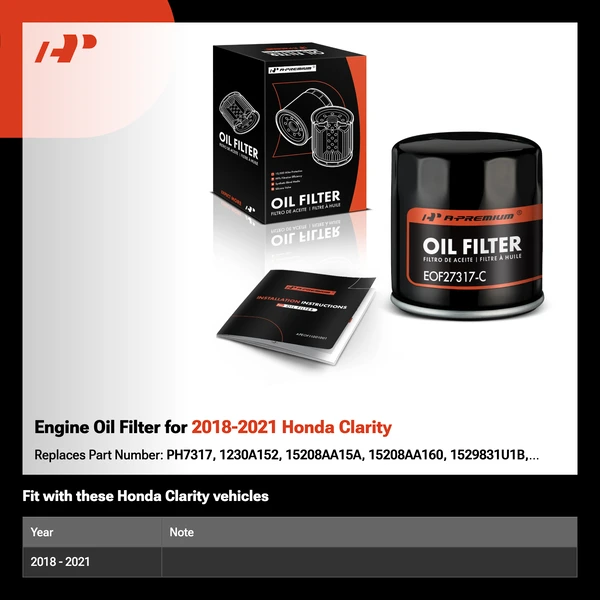 Engine Oil Filter for 2018-2021 Honda Clarity