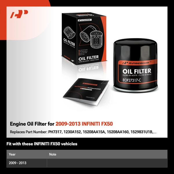 Engine Oil Filter for 2009-2013 INFINITI FX50