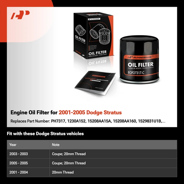 Engine Oil Filter for 2001-2005 Dodge Stratus