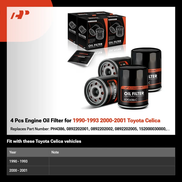 4 Pcs Engine Oil Filter for 1990-1993 2000-2001 Toyota Celica