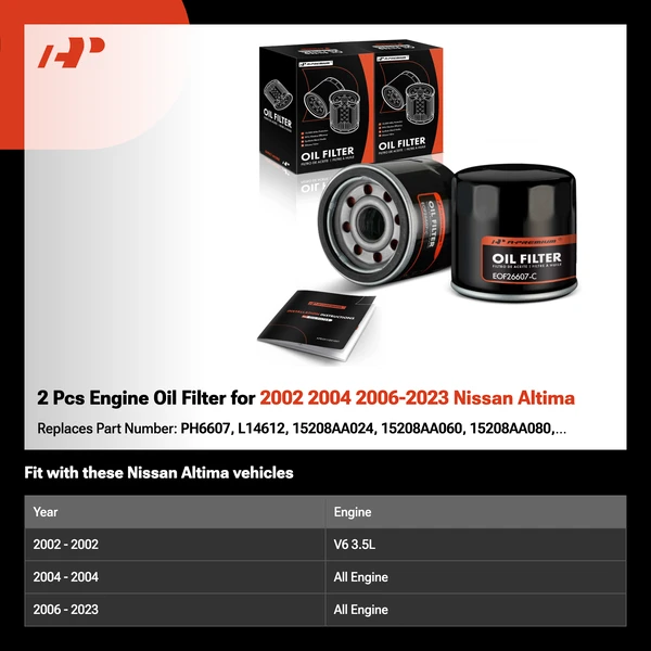 2 Pcs Engine Oil Filter for 2002 2004 2006-2023 Nissan Altima