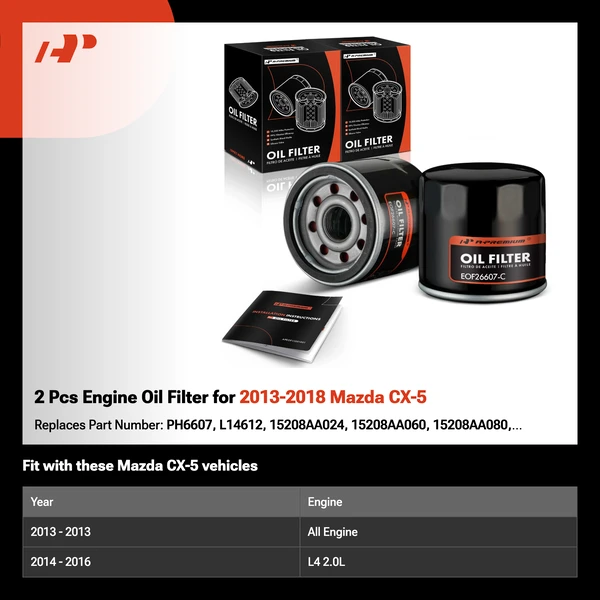 2 Pcs Engine Oil Filter for 2013-2018 Mazda CX-5