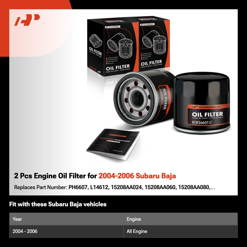 2 Pcs Engine Oil Filter for 2004-2006 Subaru Baja