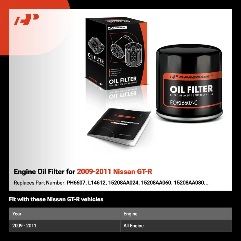 Engine Oil Filter for 2009-2011 Nissan GT-R