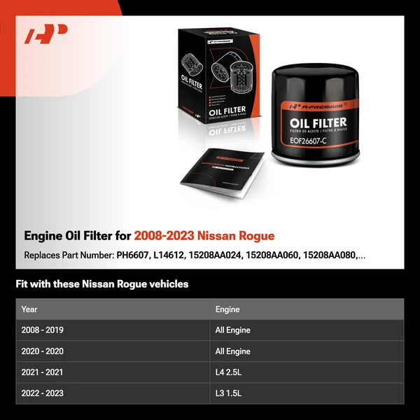 Engine Oil Filter for 2008-2023 Nissan Rogue