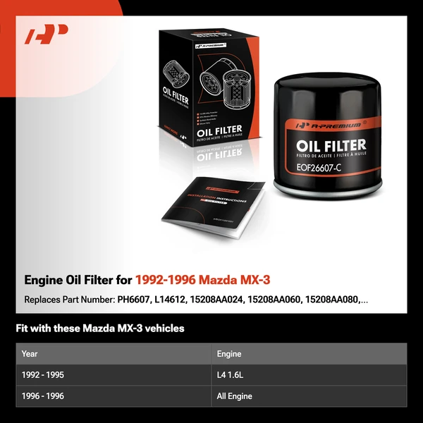 Engine Oil Filter for 1992-1996 Mazda MX-3
