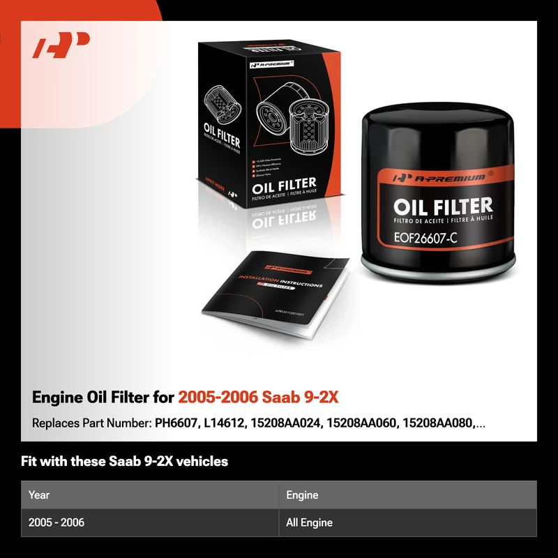 Engine Oil Filter for 2005-2006 Saab 9-2X